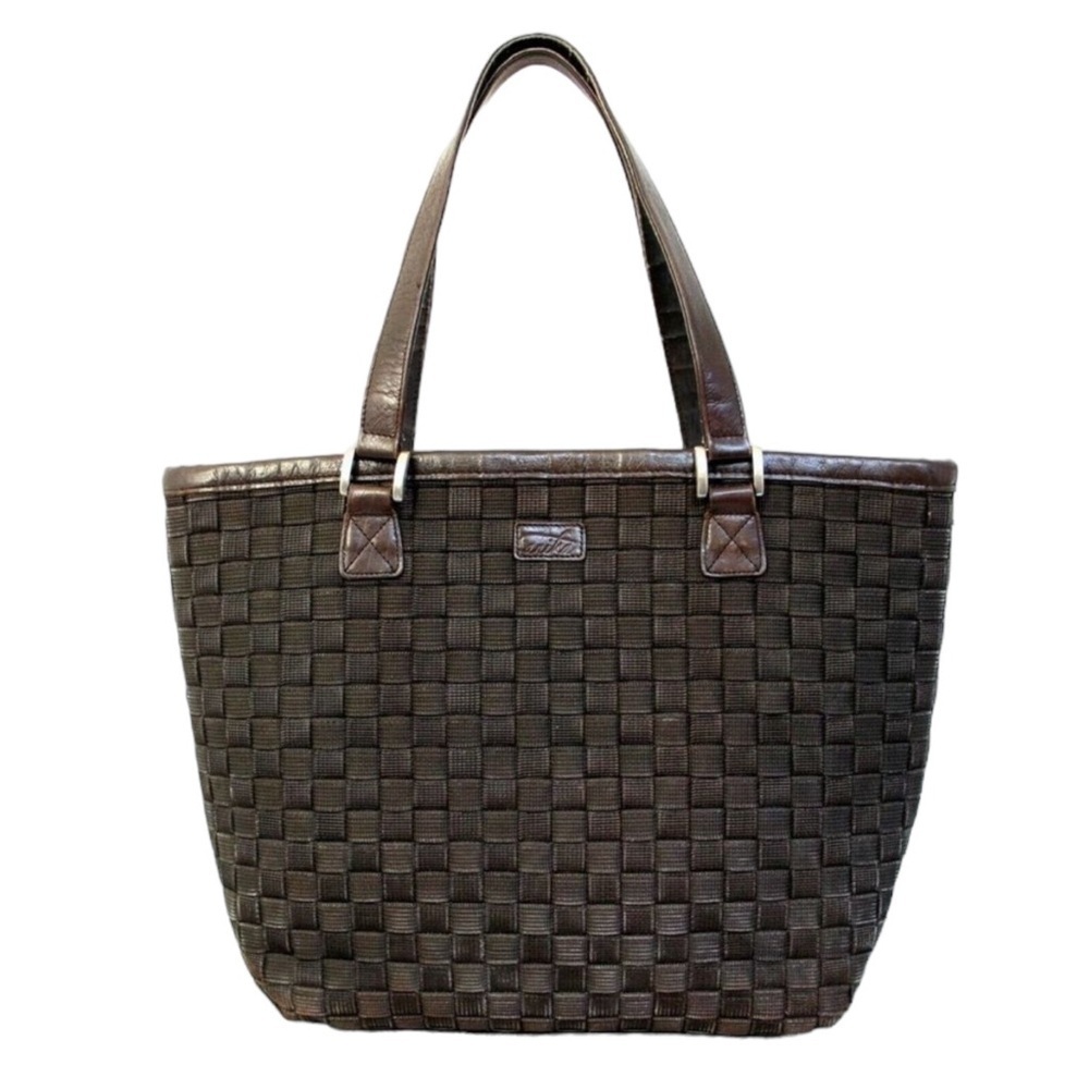 Large Anika Woven Cord Brown Genuine Leather Hobo Tote Shoulder Bag/Handbag